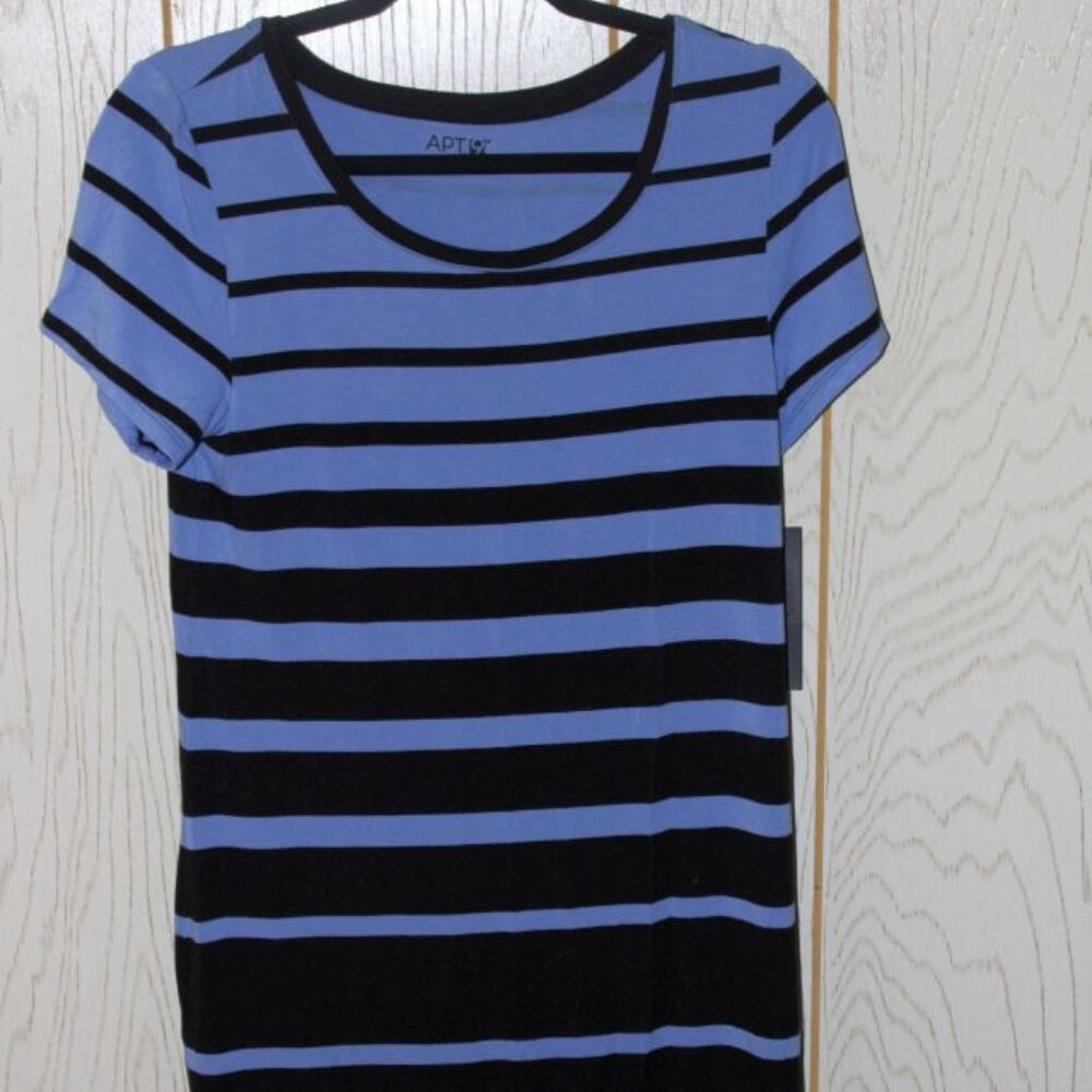 Women's Apt 9 Black & Blue Short Sleeve Tee Dress - Size Small - NWT